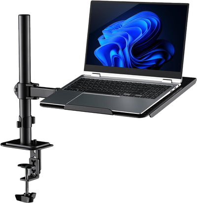 Adjustable Laptop & Monitor Desk Mount with Tray – Fits 13"–27" Screens, Laptops up to 17", 15.6 lb Capacity
