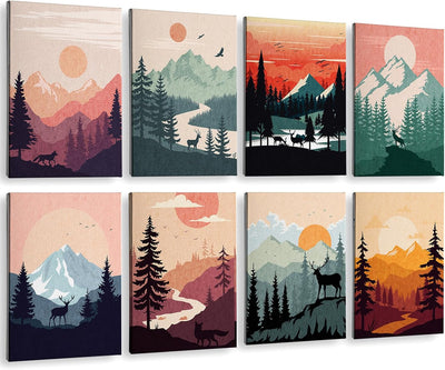 Acoustic Art Wall Panels – Mountain Forest, 8-Pack, 48" × 32"