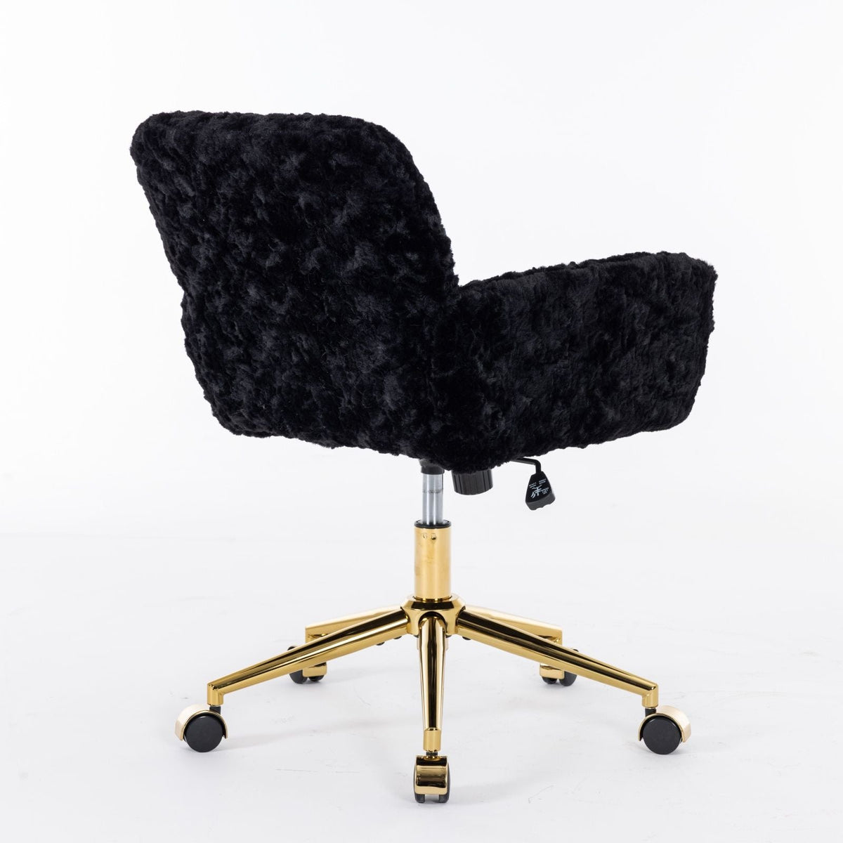 Artificial Rabbit Hair Office Chair with Metal Base - Swivel, Adjustable Height