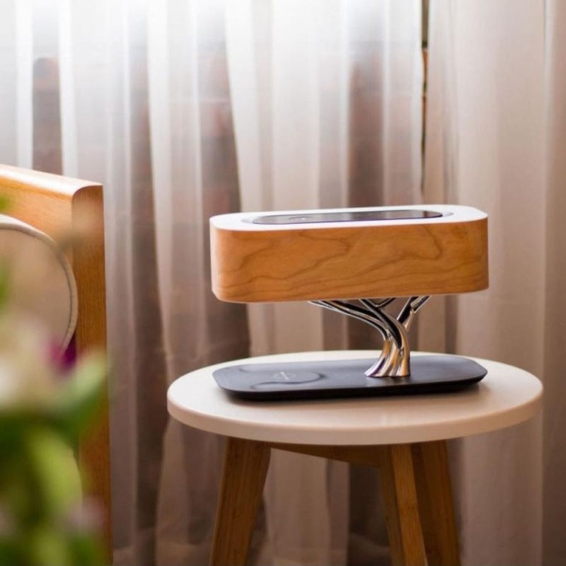Tree-Style Dimmable Desk Lamp with Bluetooth Speaker & Wireless Charging