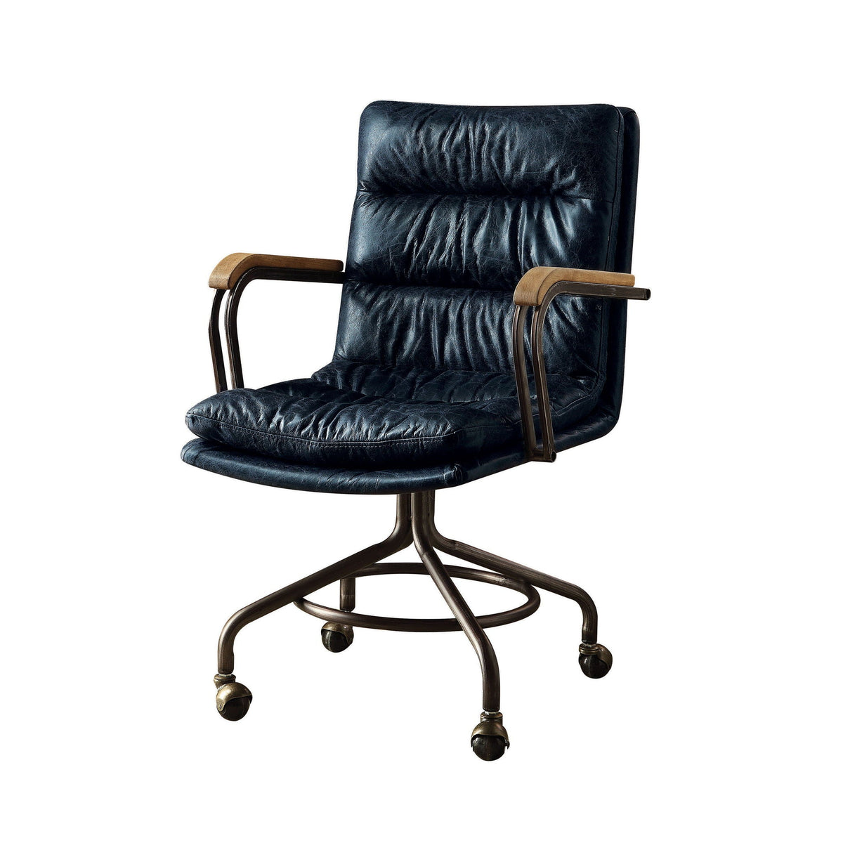 Retro Top-Grain Leather Swivel Office Chair