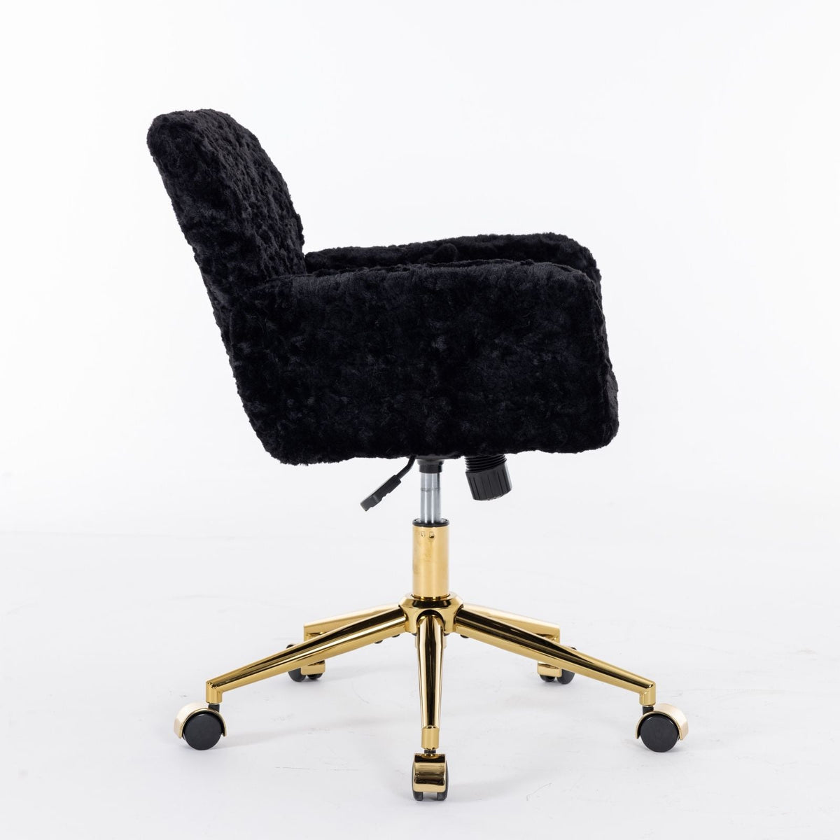 Artificial Rabbit Hair Office Chair with Metal Base - Swivel, Adjustable Height