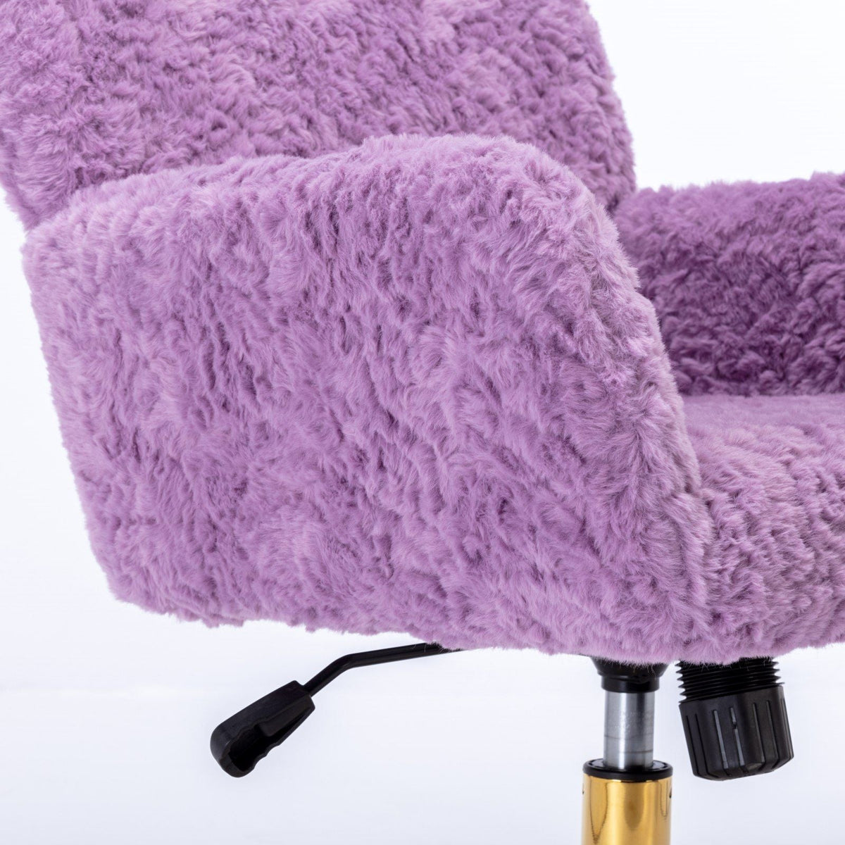 Artificial Rabbit Hair Office Chair with Metal Base - Swivel, Adjustable Height