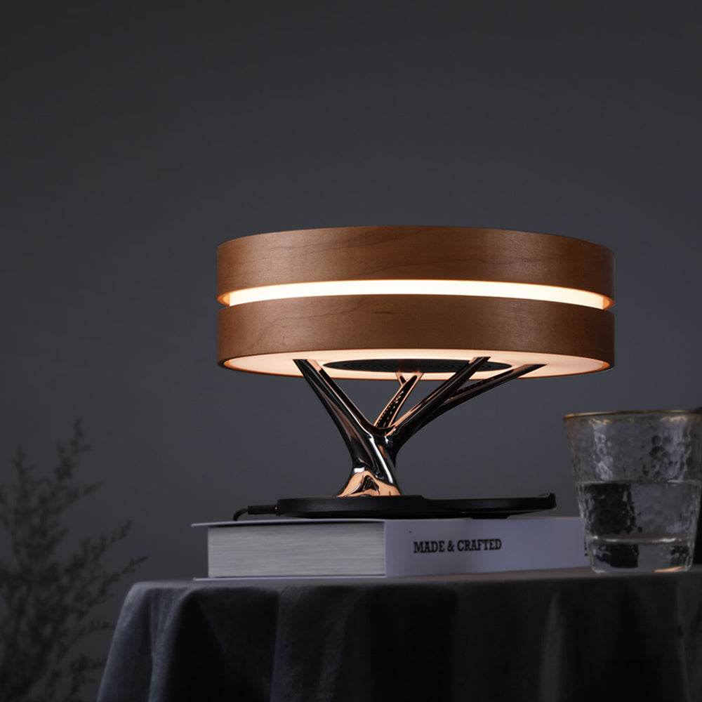 Circular LED Table Lamp with Bluetooth Speaker & Wireless Charging