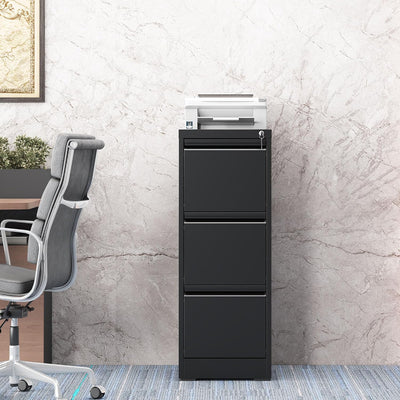 3-Drawer Locking Metal File Cabinet for Legal, Letter & A4 Documents — Black