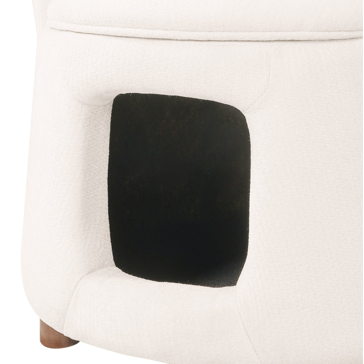Beige Pet Friendly Chair with Hidden Pet Nook and Storage Seat - Beige