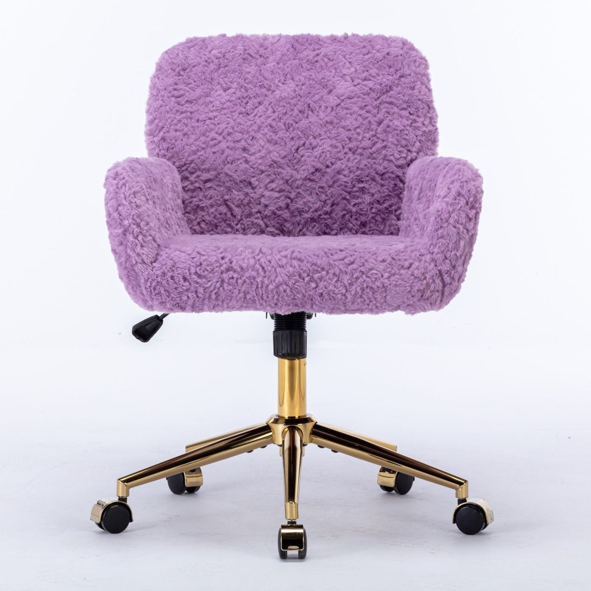 Artificial Rabbit Hair Office Chair with Metal Base - Swivel, Adjustable Height