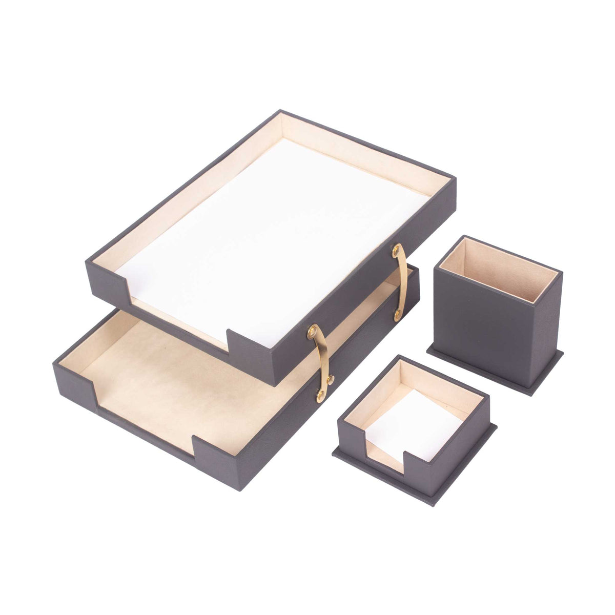 MOOG Leather Desk Set-Double Document Tray -