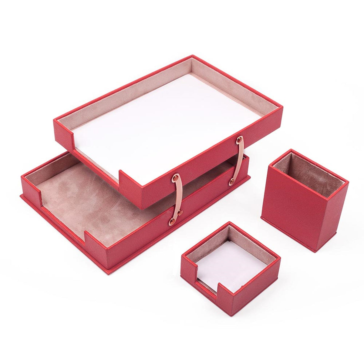 MOOG Leather Desk Set-Double Document Tray -