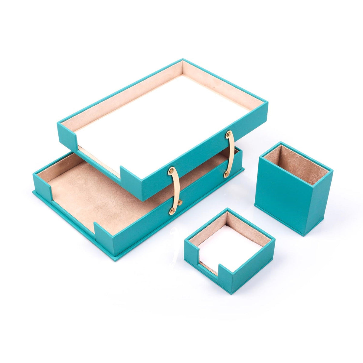 MOOG Leather Desk Set-Double Document Tray -