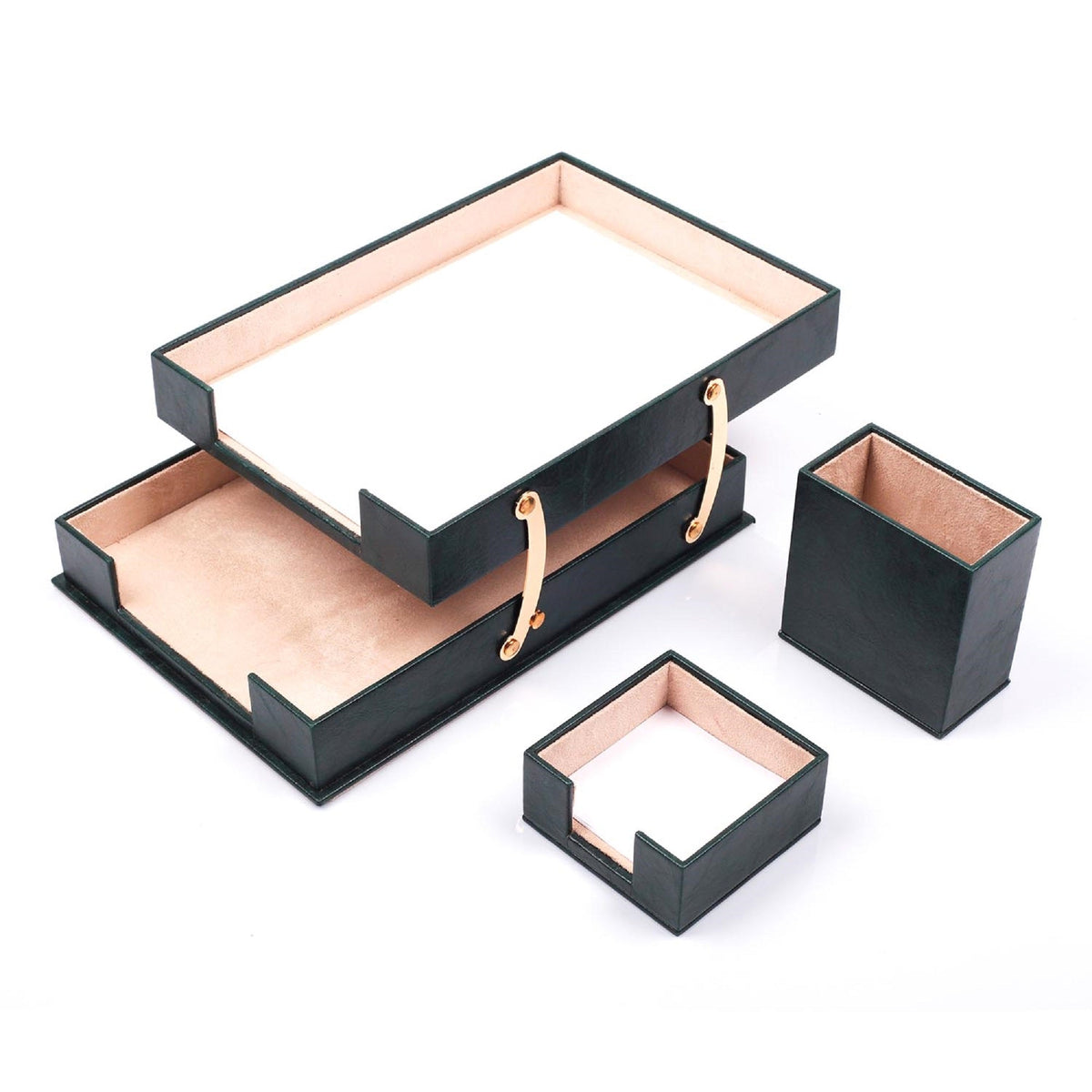 MOOG Leather Desk Set-Double Document Tray -