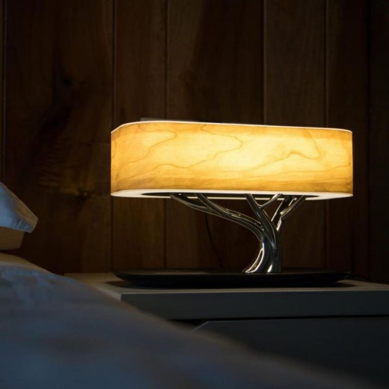 Tree-Style Dimmable Desk Lamp with Bluetooth Speaker & Wireless Charging
