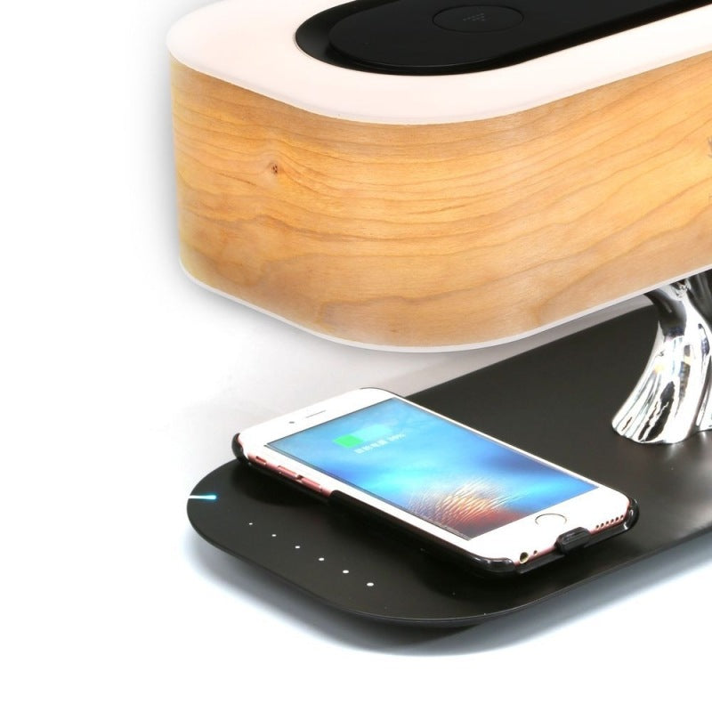 Tree-Style Dimmable Desk Lamp with Bluetooth Speaker & Wireless Charging