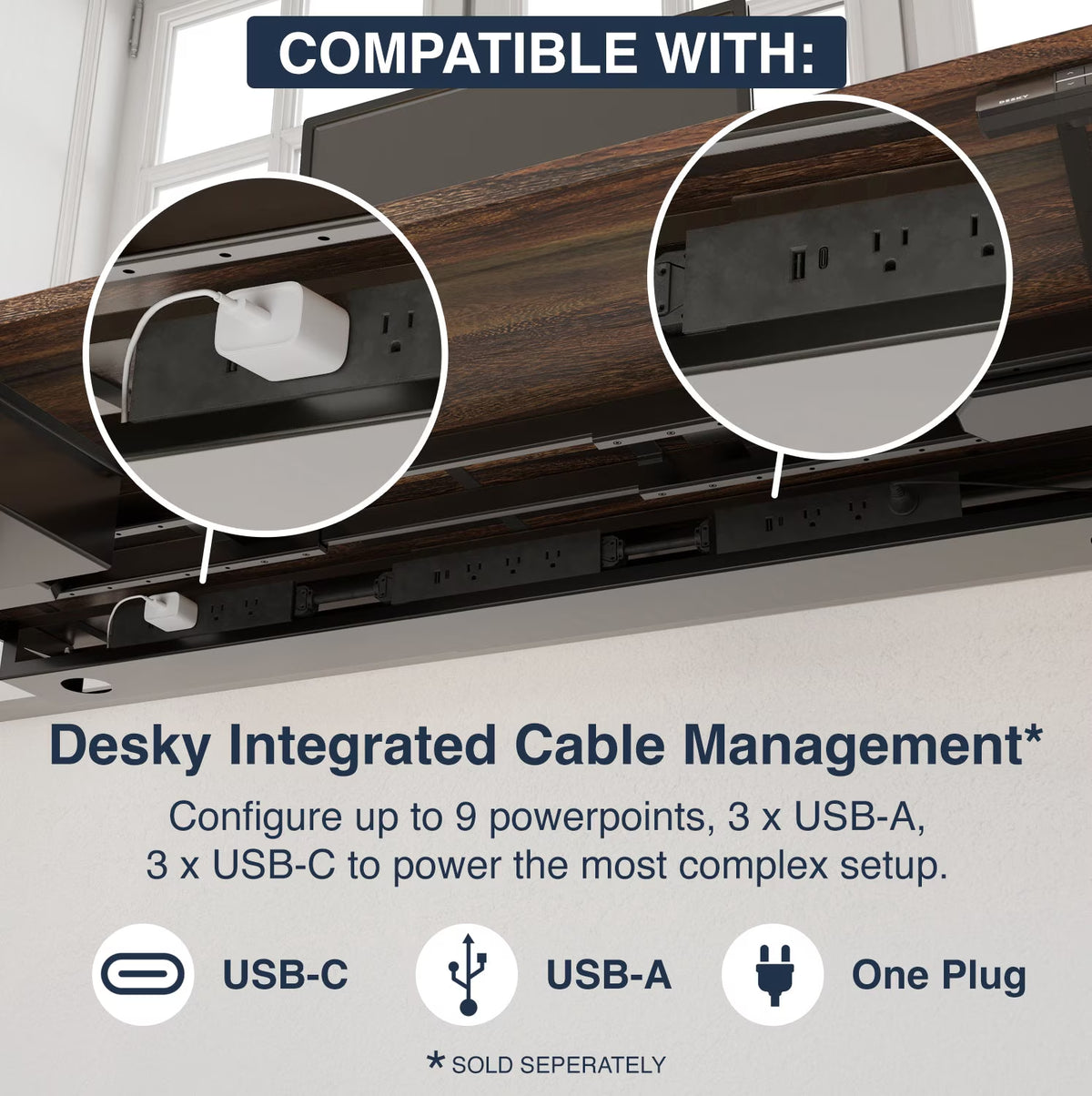 Dual Hardwood Sit Stand Desk - Teak / 72 X 30 Inches / Gray