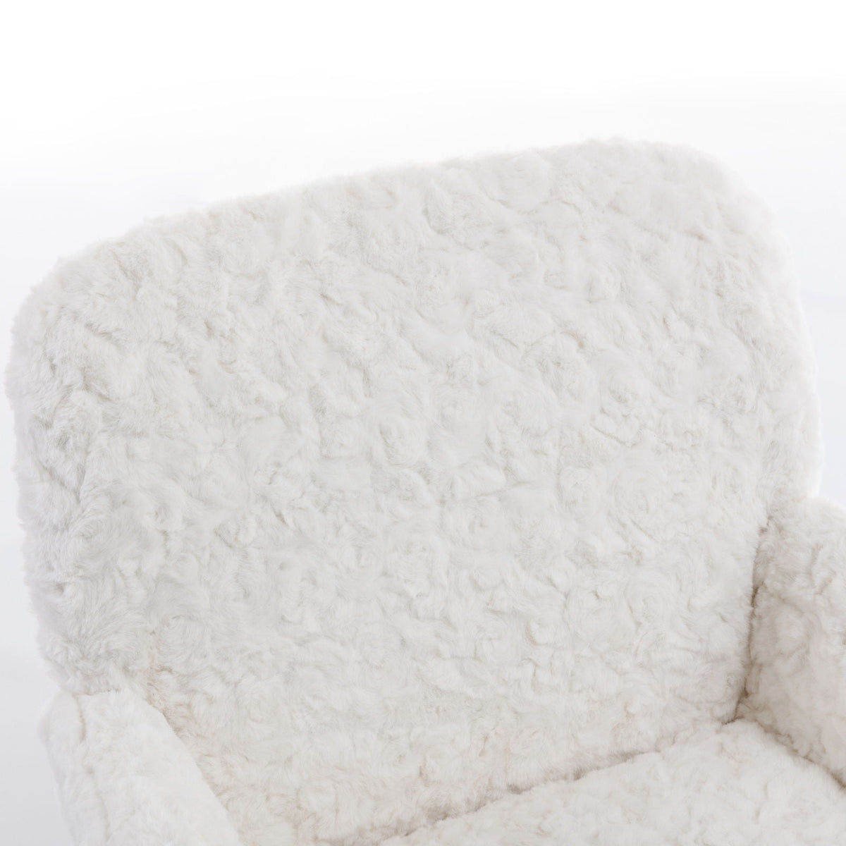 Artificial Rabbit Hair Office Chair with Metal Base - Swivel, Adjustable Height