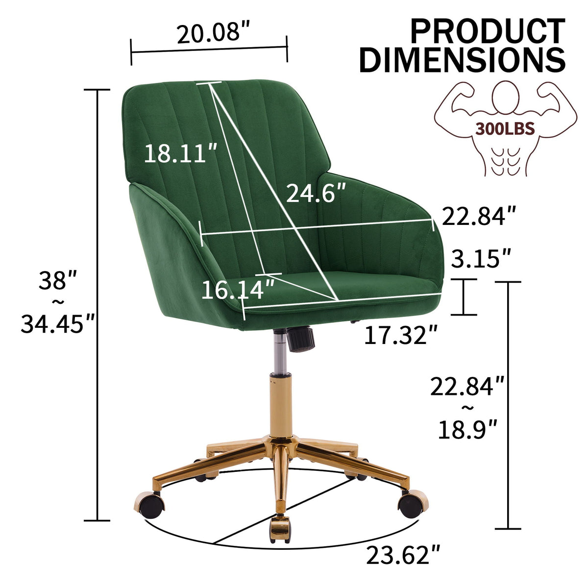 Ergonomic Swivel Office Chair with Memory Foam Seat - Multiple Colors