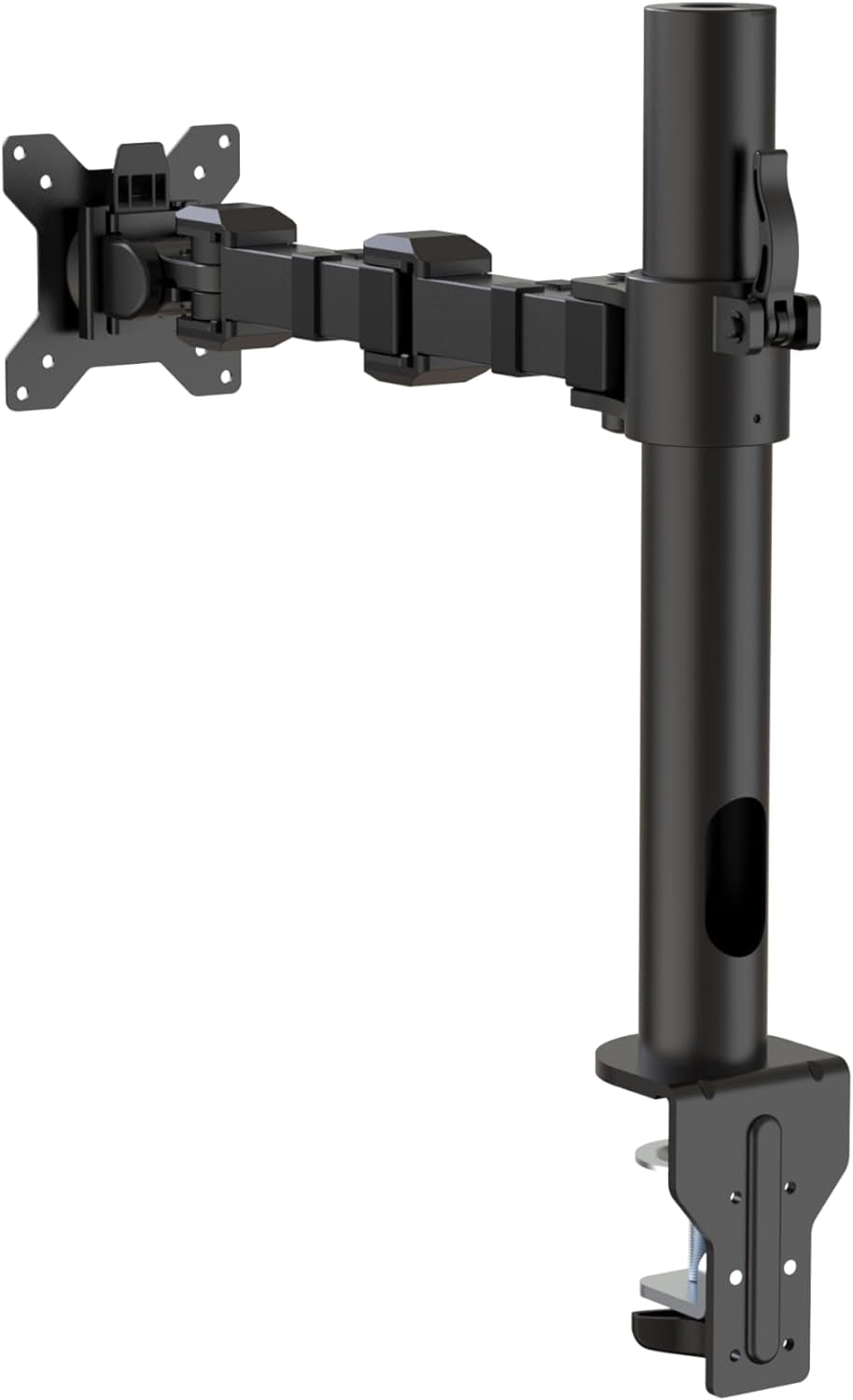 Single Computer Monitor Stand with Cable Management, Height Adjustable VESA Desk Arm Mount, Fully Adjustable Tilt and Rotation, Steel, Black, Fits 13-30" Screens