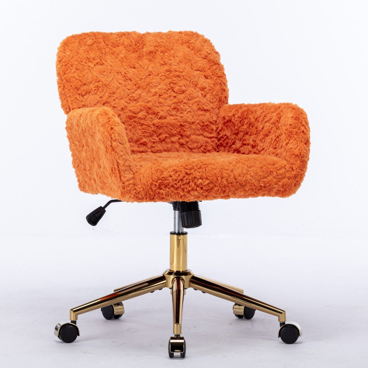 Artificial Rabbit Hair Office Chair with Metal Base - Swivel, Adjustable Height