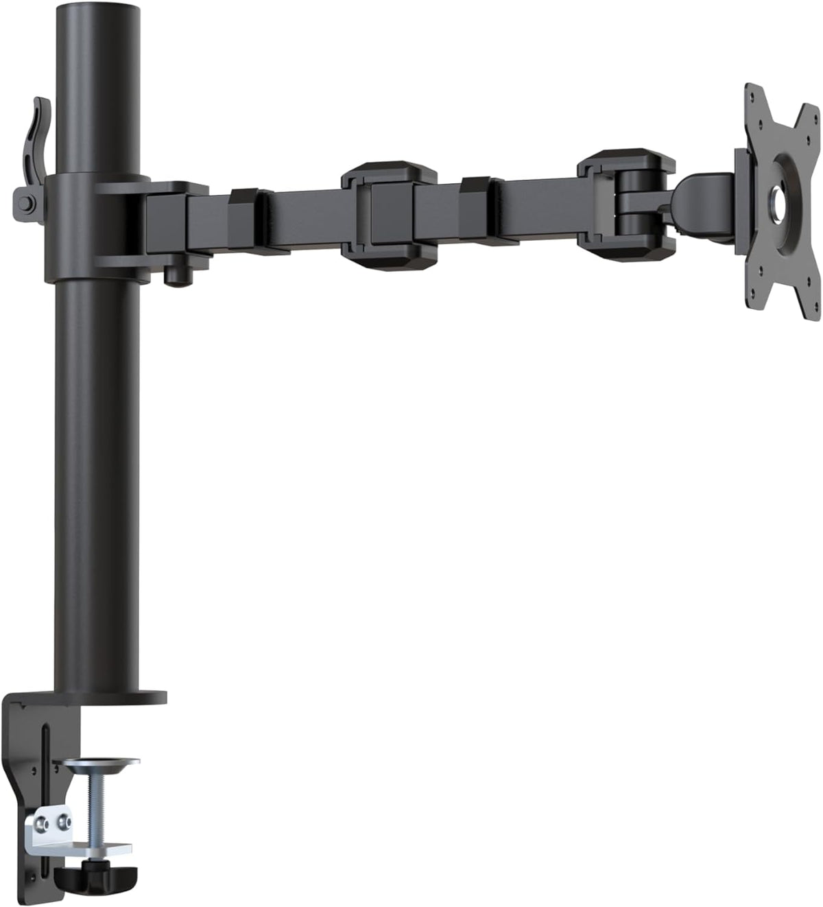 Single Computer Monitor Stand with Cable Management, Height Adjustable VESA Desk Arm Mount, Fully Adjustable Tilt and Rotation, Steel, Black, Fits 13-30" Screens