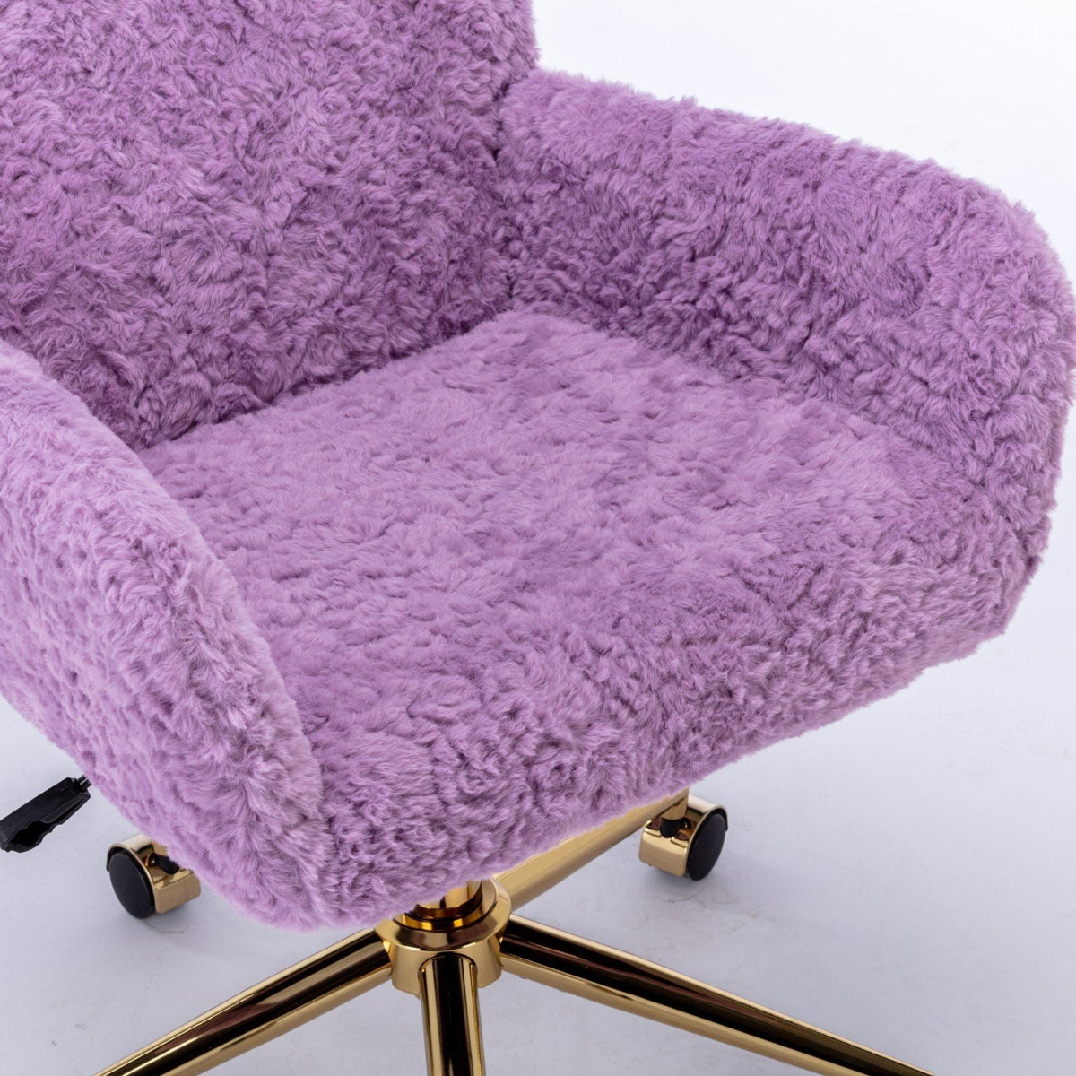 Artificial Rabbit Hair Office Chair with Metal Base - Swivel, Adjustable Height