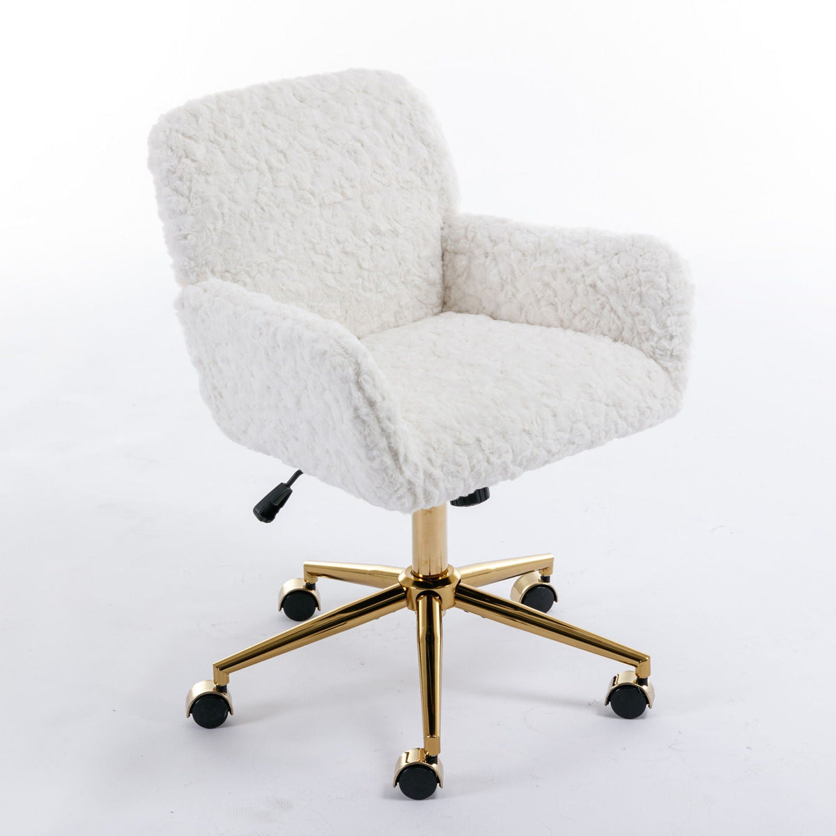 Artificial Rabbit Hair Office Chair with Metal Base - Swivel, Adjustable Height