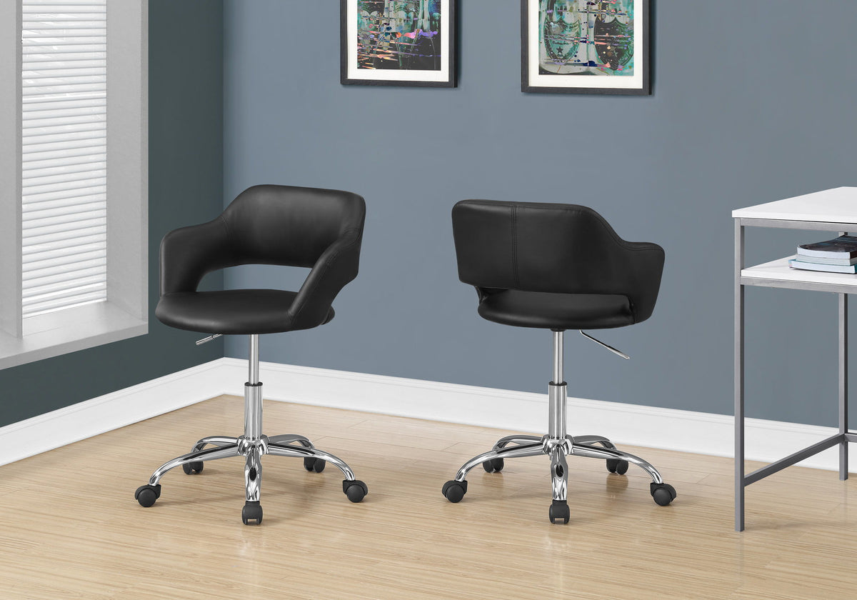 Adjustable Ergonomic Office Chair with Swivel and Armrests - Black