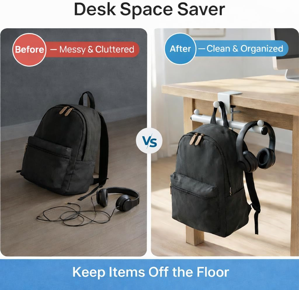Desk Bag Hook, Bag Hook for Desk, Backpack Hook for Desk, Bag Holder Clamp