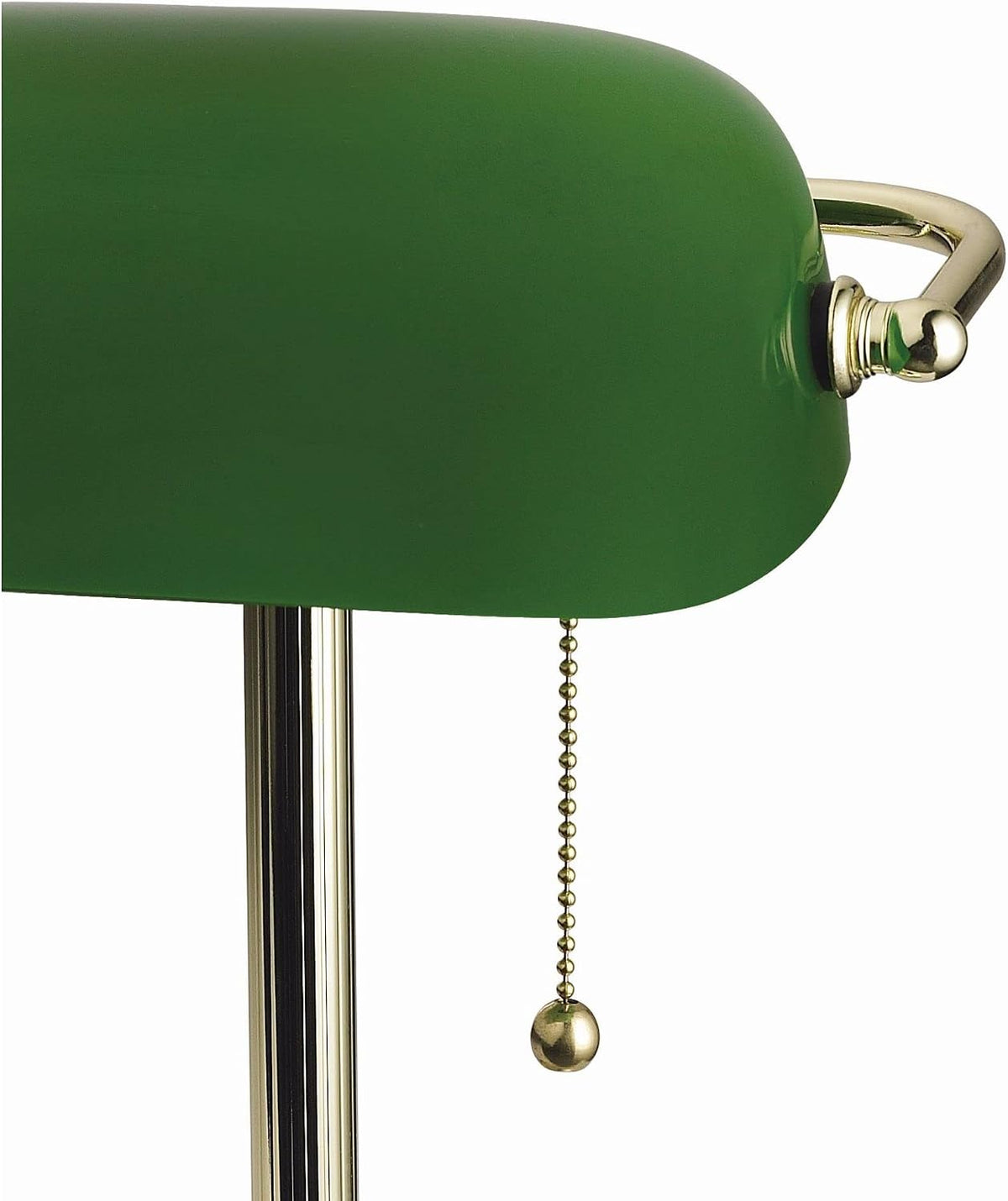 13.5'' Traditional Banker'S Lamp Light Fixture with Green Glass Cylinder Shade for Office, Library, Living Room, or Dorm, Polished Brass