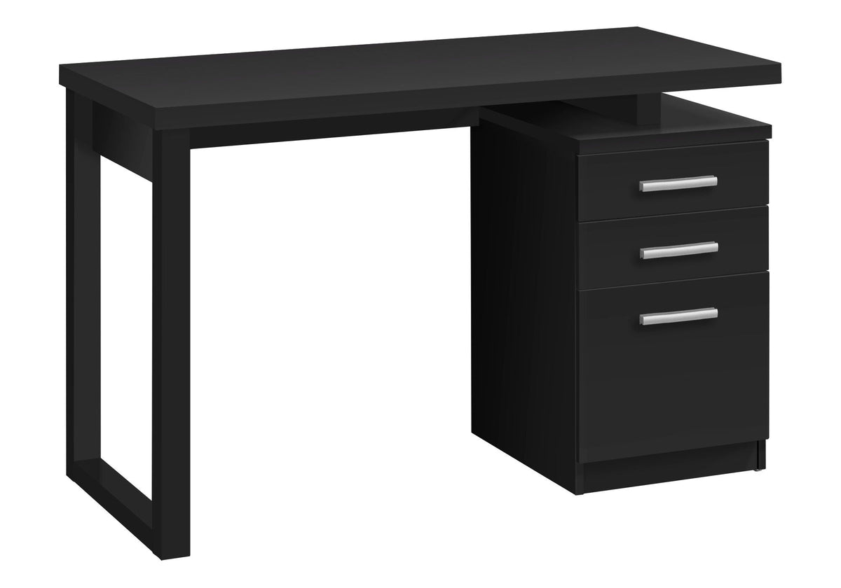 Home Office Desk with Reversible Storage Drawers – Black or White