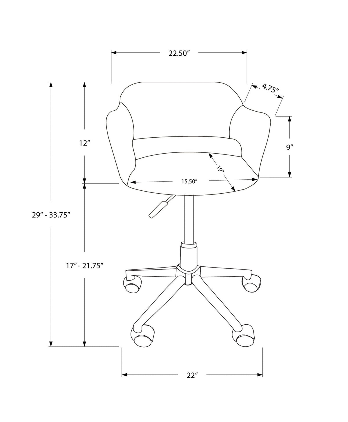 Adjustable Ergonomic Office Chair with Swivel and Armrests - Black