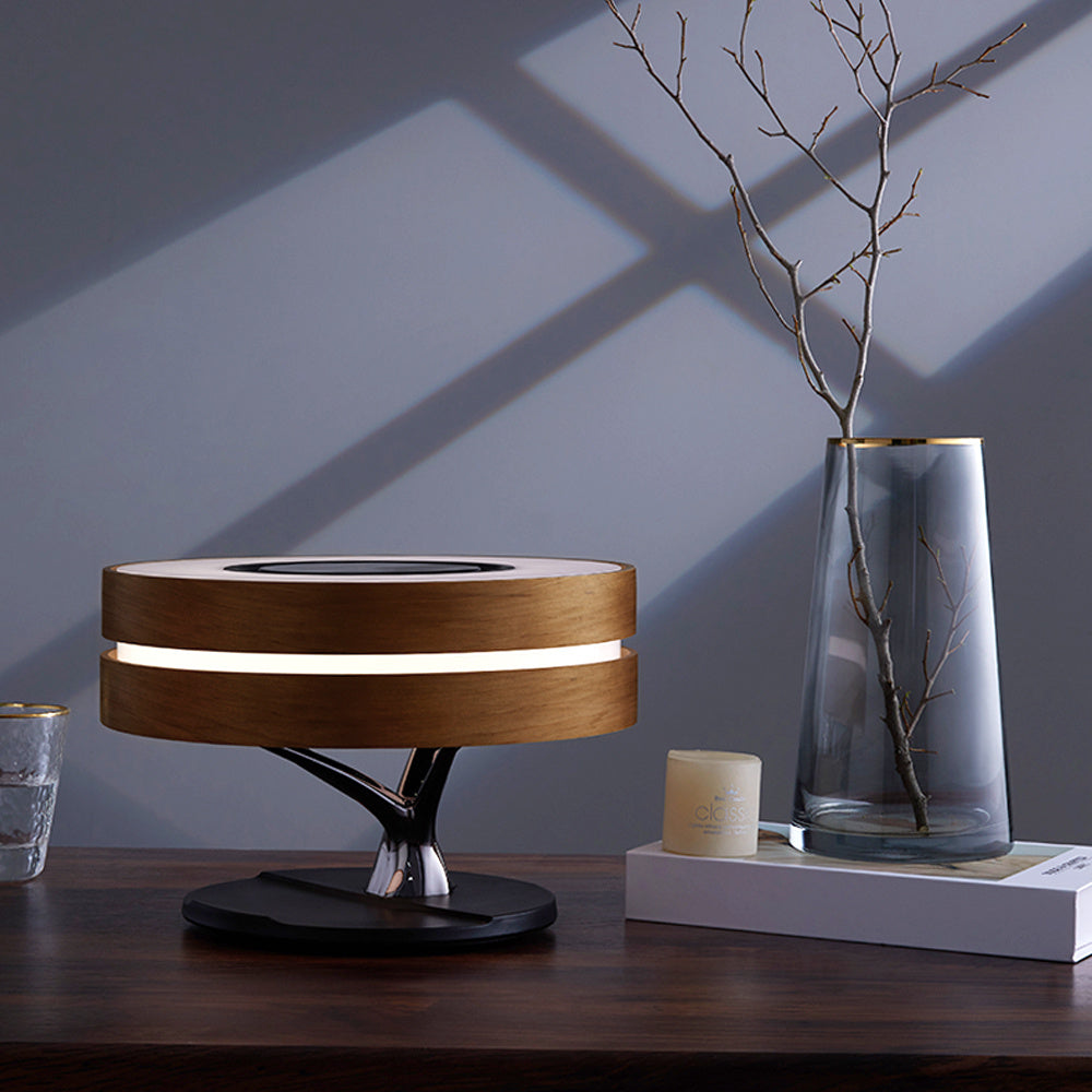 Circular LED Table Lamp with Bluetooth Speaker & Wireless Charging