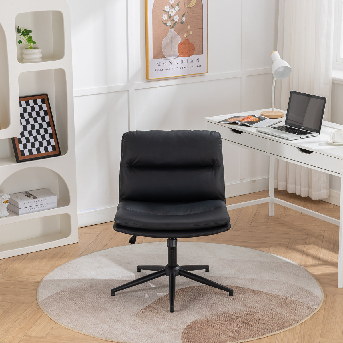 Adjustable Swivel Criss-Cross Office Chair with Wide Seat - Black