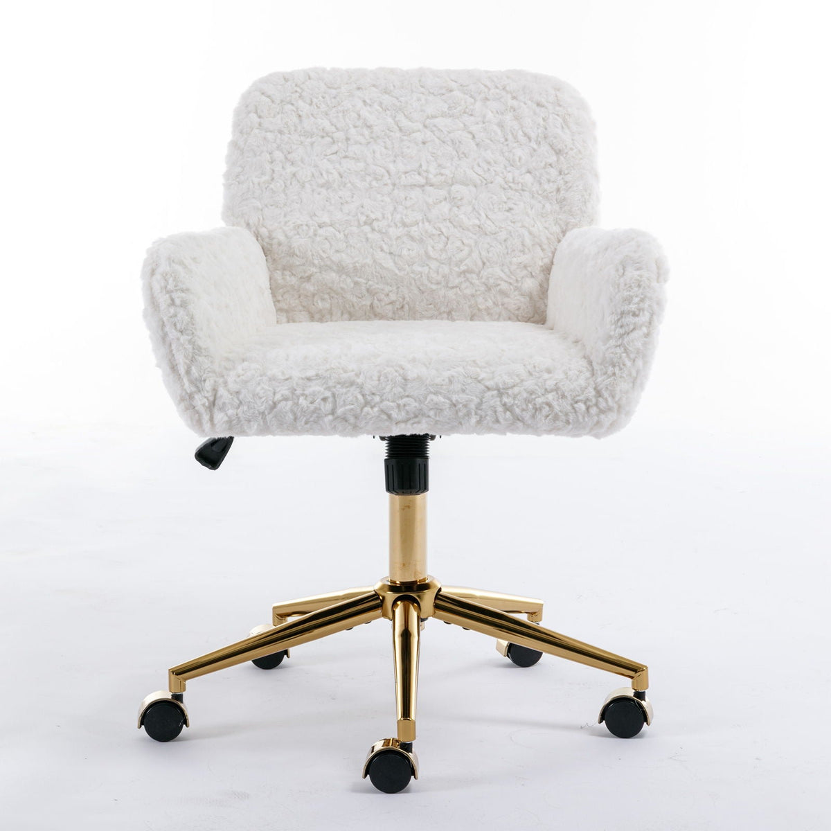 Artificial Rabbit Hair Office Chair with Metal Base - Swivel, Adjustable Height