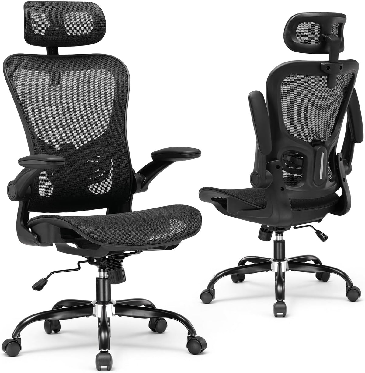 Office Chair, Home Ergonomic Desk Chair with High Back Mesh, Mesh Office Computer Desk Chairs with Adjustable Lumbar Support, Rolling Work Swivel Task Chairs with 3D Armrests and Headrest