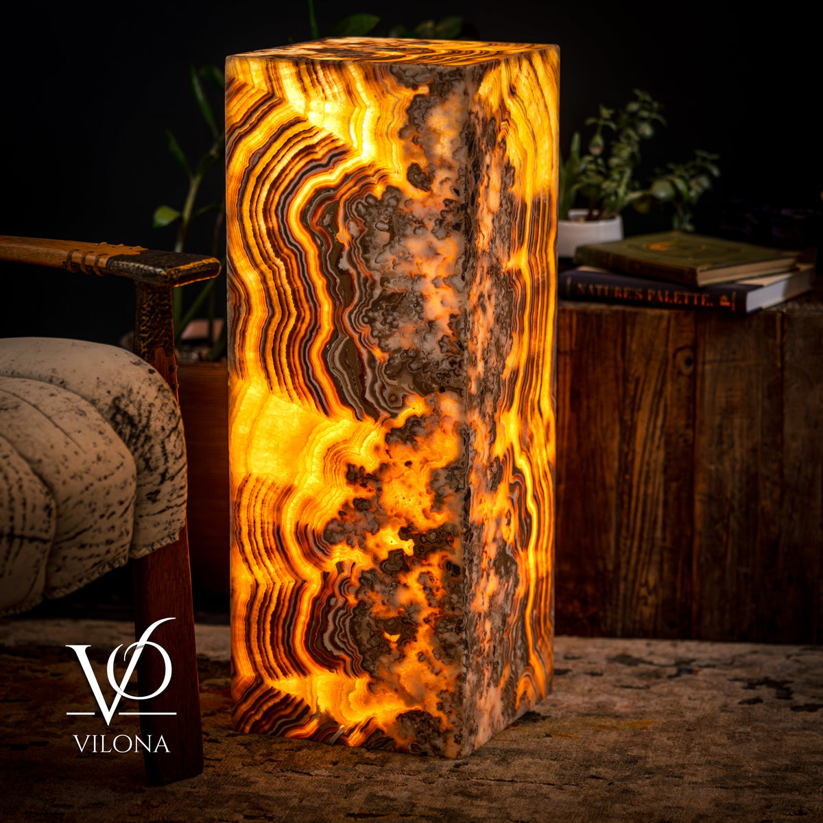 Honeycomb Onyx Floor Lamp -Exotic - Small - 32” H x 12"W - Square - #2