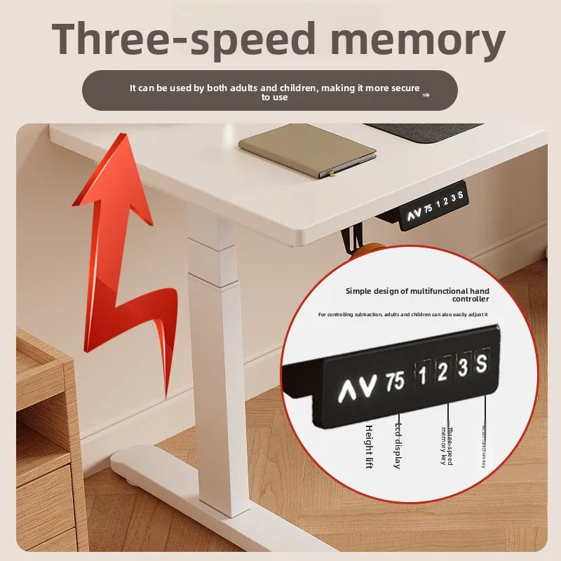 Electric Height-Adjustable Solid Wood Desk with Digital Display