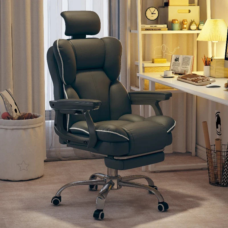 High-Back PU Leather Gaming Chair with Adjustable Height