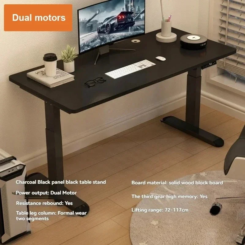 Electric Height-Adjustable Solid Wood Desk with Digital Display