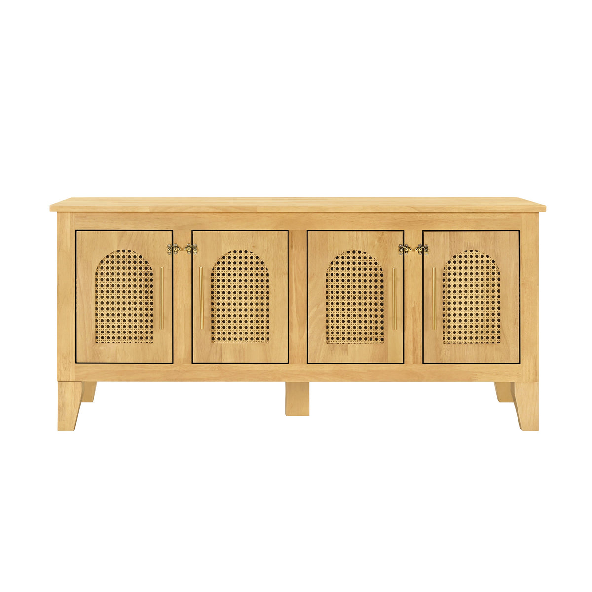 Lars Indoor Rattan Rubber Wood Dog Crate Cabinet with Storage - Natural
