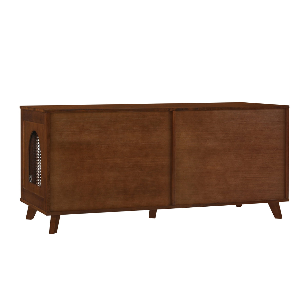 Rubber Wood Cat Cabinet with Cozy Cushion - Natural Finish