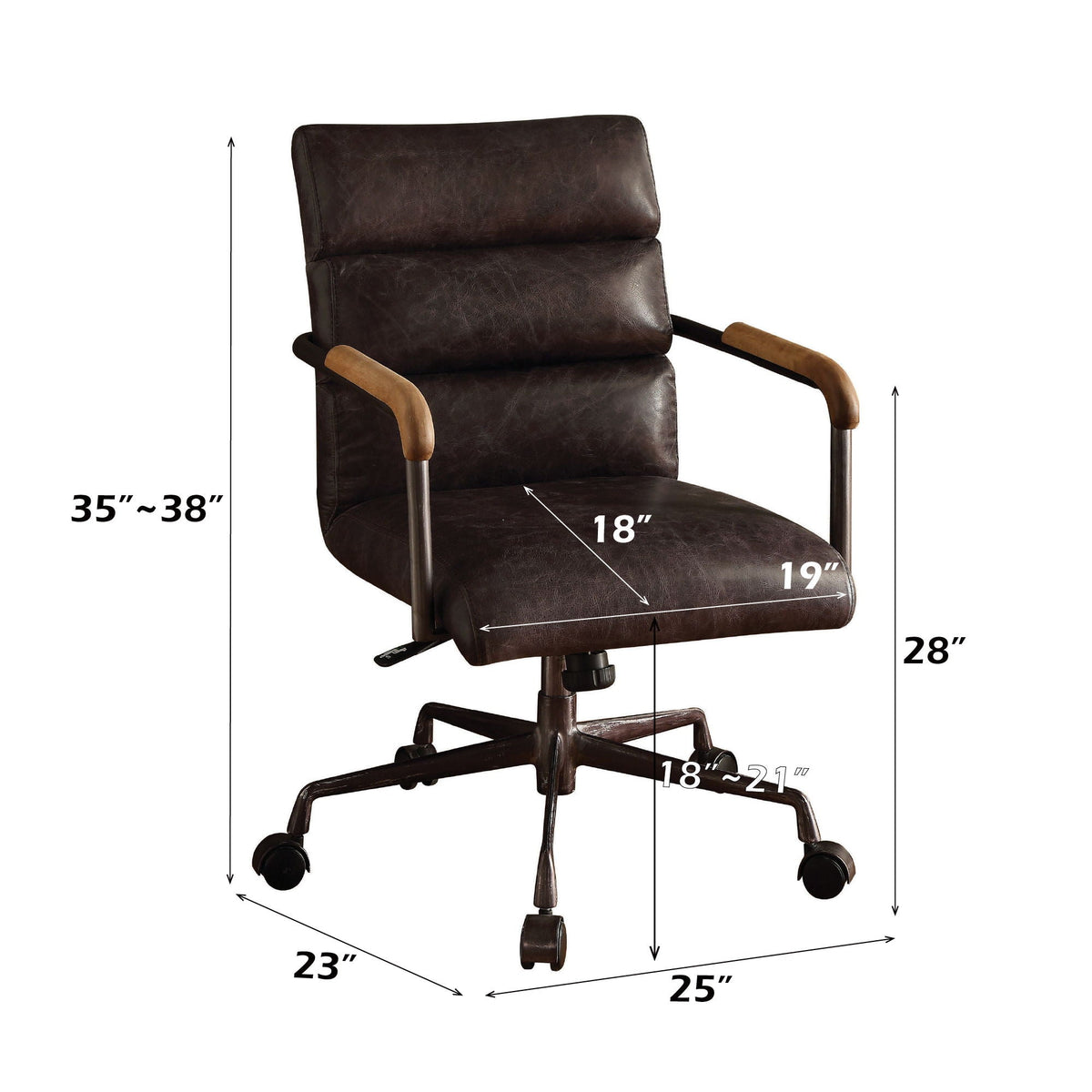 Retro Top-Grain Leather Swivel Office Chair