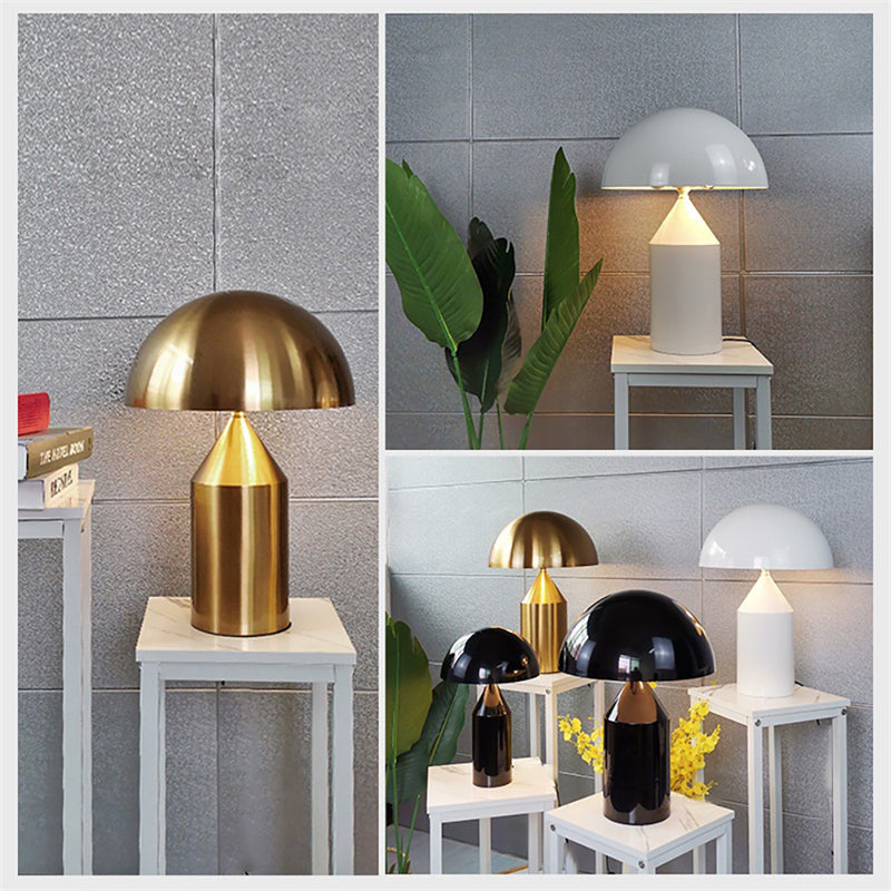 Modern Mushroom Table Lamp with Semi-Circular Metal Shade