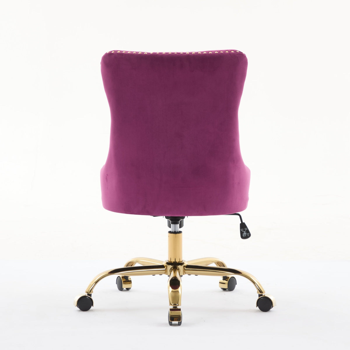 Purple Modern Velvet Upholstered Office Chair with Tufted Buttons - Golden Accents