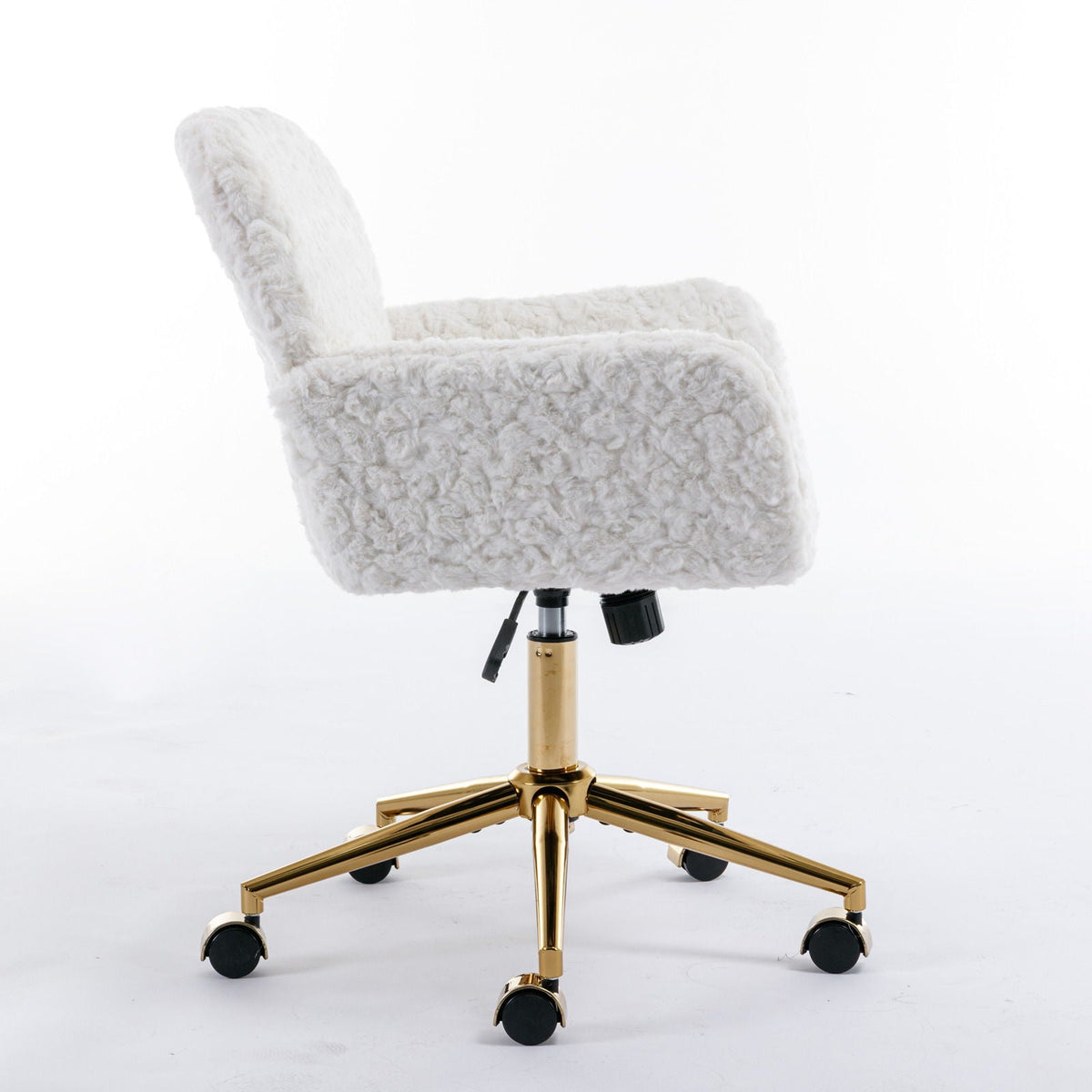 Artificial Rabbit Hair Office Chair with Metal Base - Swivel, Adjustable Height