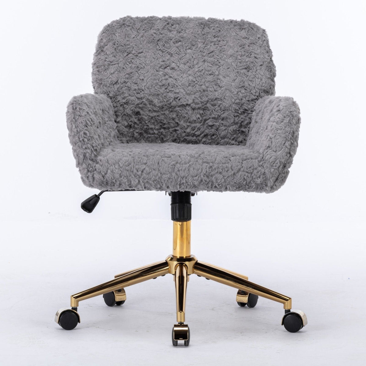 Artificial Rabbit Hair Office Chair with Metal Base - Swivel, Adjustable Height
