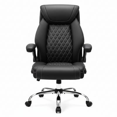 Office Chair, Ergonomic High Back Home Office Desk Chair, Big and Tall Breathable Leather Office Chair with Lumbar Support Flip-Up Armrests, Computer Gaming Chair with Rocking Function