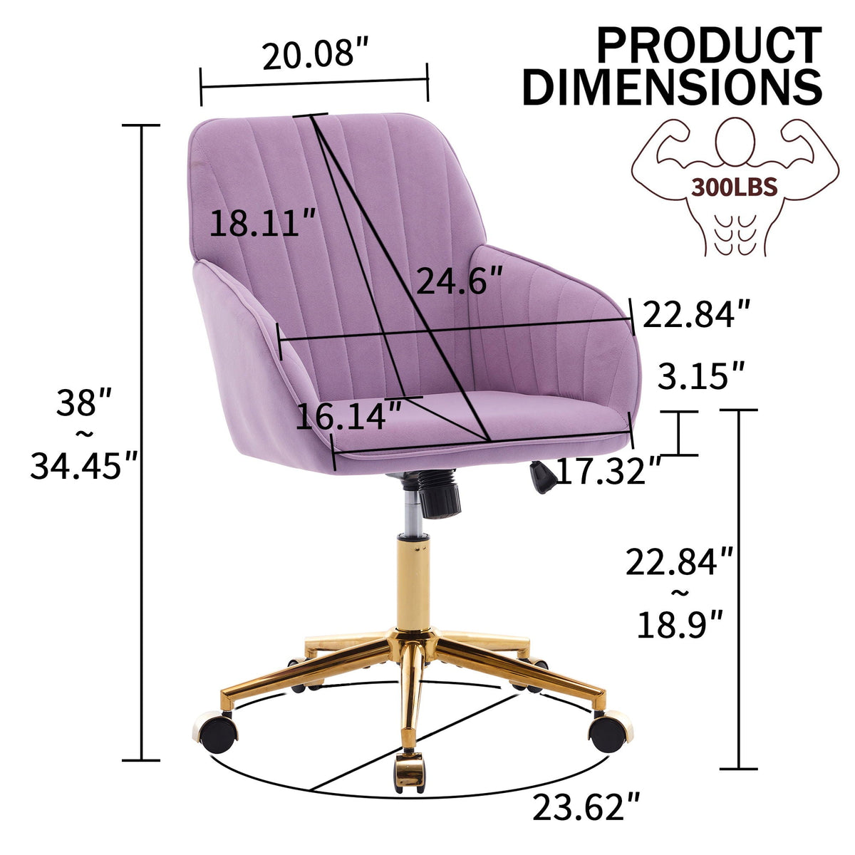 Ergonomic Swivel Office Chair with Memory Foam Seat - Multiple Colors