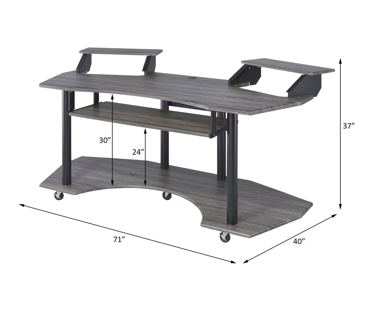 Music Recording Studio Desk Wood Workstation – Light Brown or Dark Gray