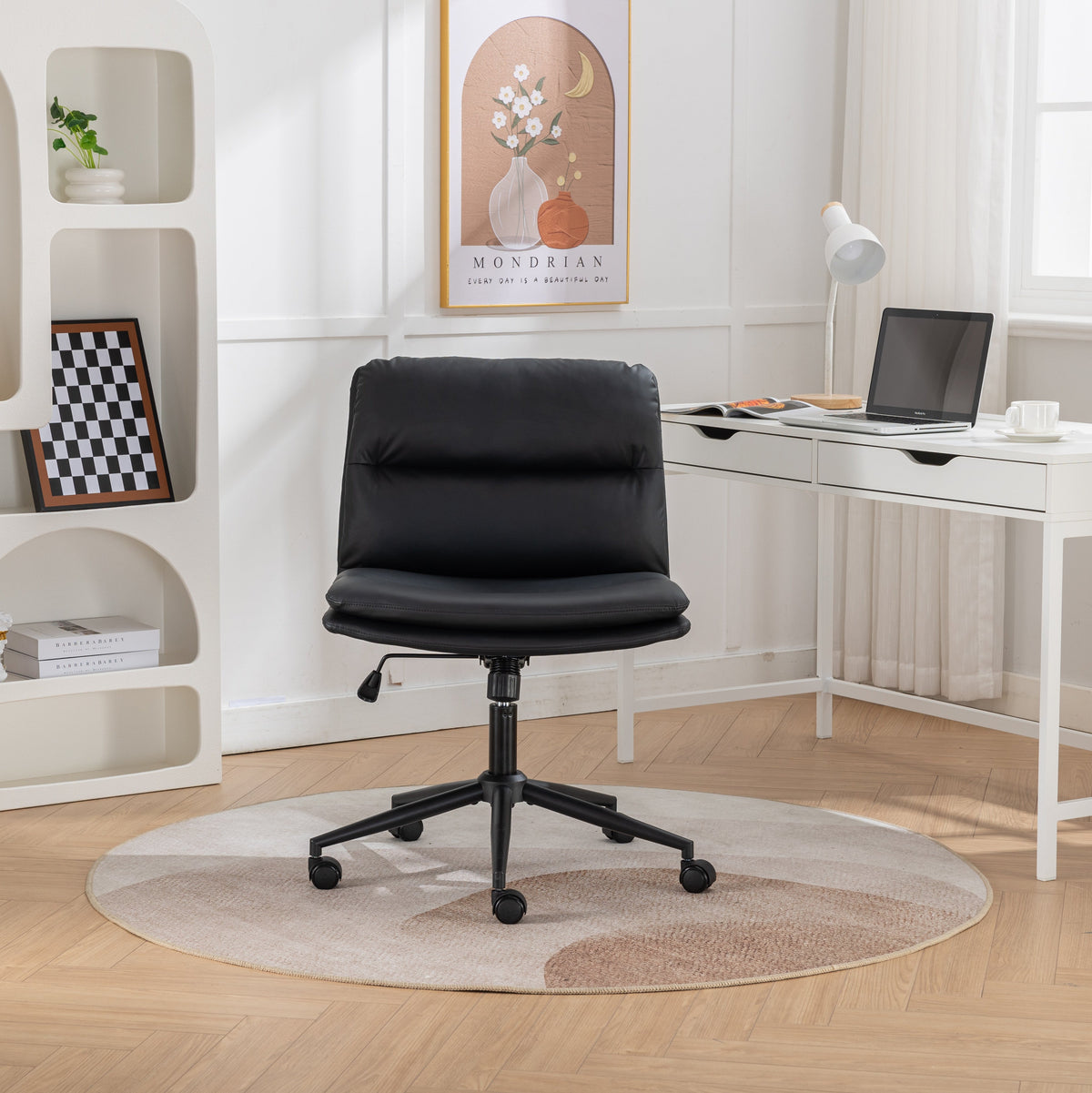 Adjustable Swivel Criss-Cross Office Chair with Wide Seat - Black