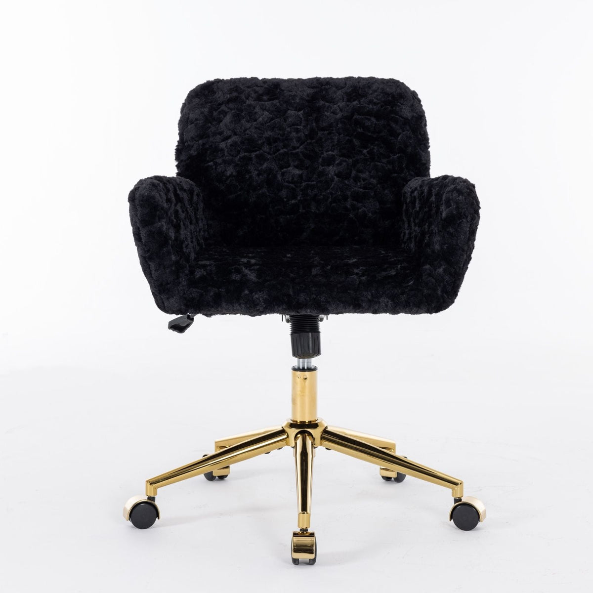 Artificial Rabbit Hair Office Chair with Metal Base - Swivel, Adjustable Height